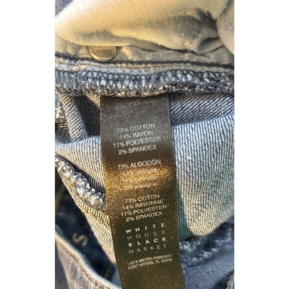 WHITE HOUSE BLACK MARKET Womens Size 2 Ripped Skimmer Raw Hem Blue Jeans WHBM - Picture 10 of 10